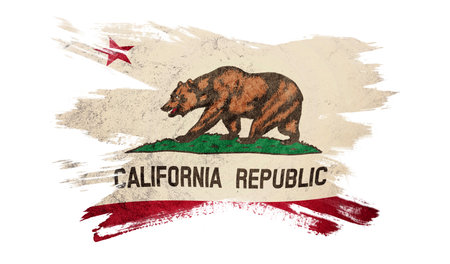 Grunge California flag with a grunge effect and a brush strokeの写真素材