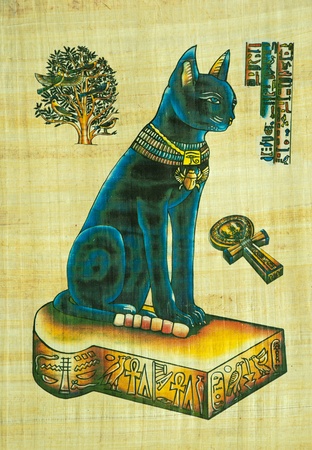 Egyptian papyrus painting with elements of Egyptian ancient historyのeditorial素材