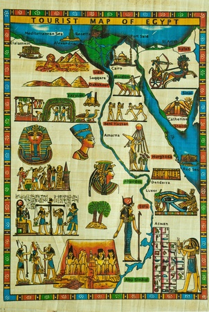 Egyptian papyrus painting with elements of Egyptian ancient historyのeditorial素材