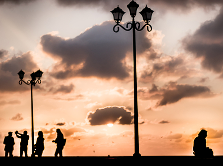 Loneliness Silhouette conceptual shot ,sunset and shadowsの写真素材