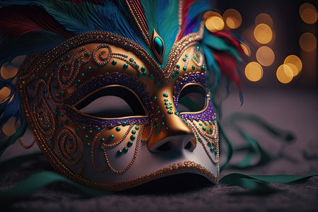 Elegant venetian mardi gras mask created by generative aiの素材