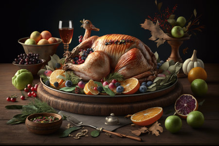 thanksgiving country dinner, Thanksgiving, Turkey, Generative AIの素材