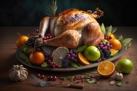 thanksgiving country dinner, Thanksgiving, Turkey, Generative AIの素材