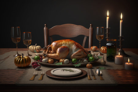 thanksgiving country dinner, Thanksgiving, Turkey, Generative AIの素材