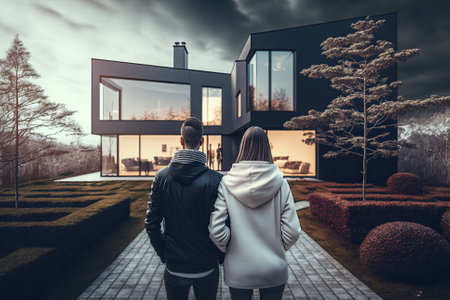 Journeying Home Together: A Couple's Exciting Arrival, Generative AIの素材