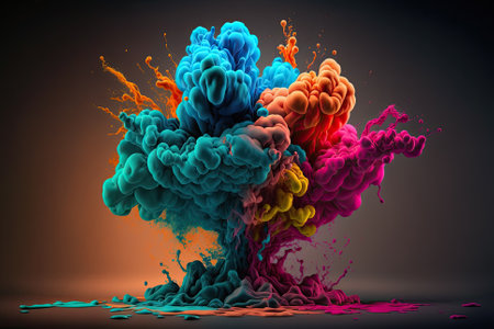Vibrant Colors and Textures in an Abstract Ink Explosion, Generative AIの素材