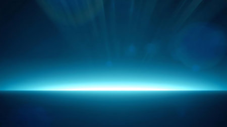 A vibrant, luminous blue line cuts across a dark, abstract background, creating a sense of depth and futuristic ambiance.の素材