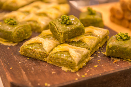 a delicious and tasty arabic sweets on tables