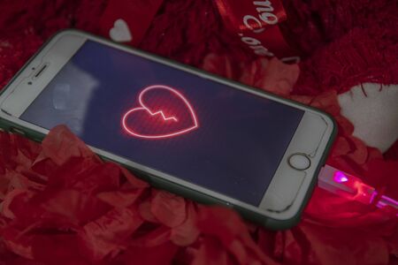 the mobile phones caused many divorce between couplesの写真素材