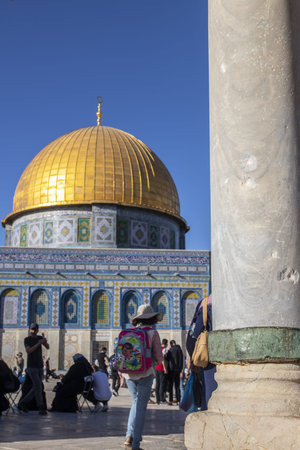 The Dome of the Rock is an Islamic shrine and important landmark in Jerusalem. this photo was taken in Ramadan , May , 10.2021のeditorial素材