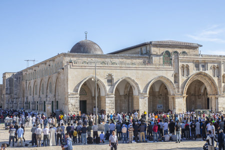 The Dome of the Rock is an Islamic shrine and important landmark in Jerusalem. this photo was taken in Ramadan , May , 10.2021のeditorial素材