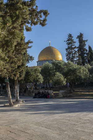 The Dome of the Rock is an Islamic shrine and important landmark in Jerusalem. this photo was taken in Ramadan , May , 10.2021のeditorial素材