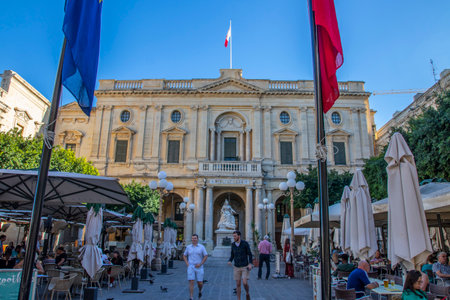 Malta's capital Valletta is a fortified city located on a hilly peninsula between two of the finest natural harbours in the Mediterranean.のeditorial素材