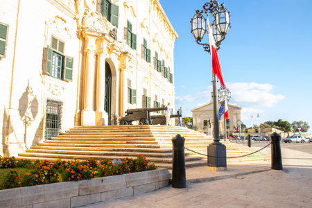 Malta's capital Valletta is a fortified city located on a hilly peninsula between two of the finest natural harbours in the Mediterranean.のeditorial素材