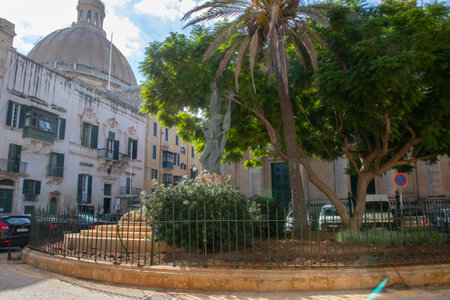 Malta's capital Valletta is a fortified city located on a hilly peninsula between two of the finest natural harbours in the Mediterranean.のeditorial素材