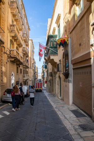 Malta's capital Valletta is a fortified city located on a hilly peninsula between two of the finest natural harbours in the Mediterranean.のeditorial素材