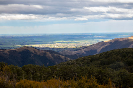 Mt Richardson lies along the first rank of foothills to the north-west of Christchurch between Mt Oxford and Mt Thomas.の写真素材