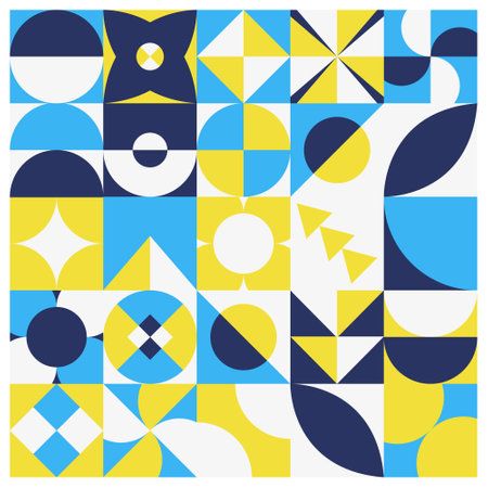 Abstract Bauhaus geometric pattern background. Color art design. Colorful Bauhaus pattern background design. Vector pattern design.のイラスト素材