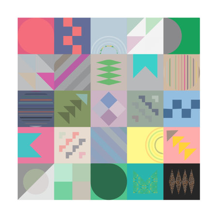 Abstract Bauhaus geometric pattern background. Color art design. Colorful Bauhaus pattern background design. Vector pattern design.のイラスト素材