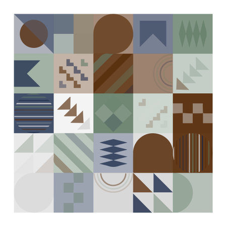 Abstract Bauhaus geometric pattern background. Color art design. Colorful Bauhaus pattern background design. Vector pattern design.のイラスト素材