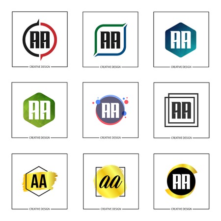 Initial Letter AA Logo Set Designのイラスト素材