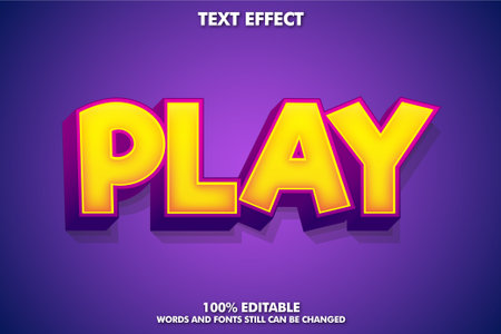 Play text in 3d style, editable text effect, vectorのイラスト素材