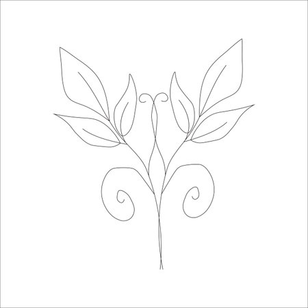 Elegant continuous line drawing of leaves. Vector illustration for your designのイラスト素材