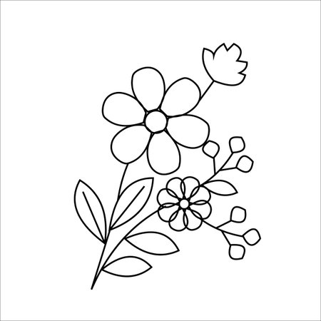 Flower line icon on white background. Floral vector illustration.のイラスト素材