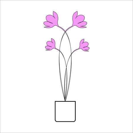 Flower in a vase. Vector illustration on white background.のイラスト素材