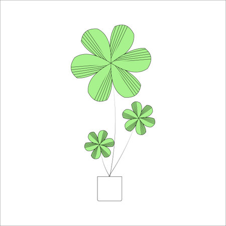 Four leaf clover in a pot. St. Patrick's Day. Vector illustration.のイラスト素材