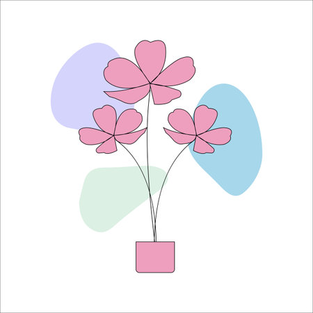 Flowers in vase flat icon on background. Vector illustration.のイラスト素材
