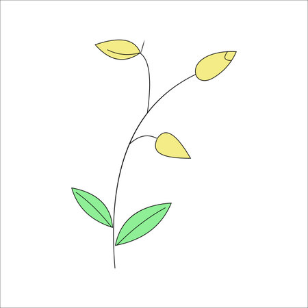 Simple hand drawn doodle of a twig with leaves.のイラスト素材