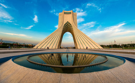 The Azadi Tower is a monument located at Azadi Square in Tehran, Iran. It is one of the symbols of Tehran, and marks the west entrance  to the city.のeditorial素材