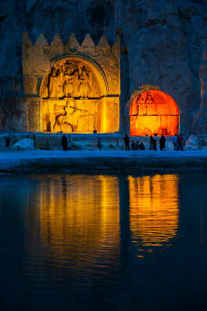 Taq-e Bostan in Kermanshah, Iran, is a site with a series of large rock relief from the era of Sassanid Empire of Persia.のeditorial素材
