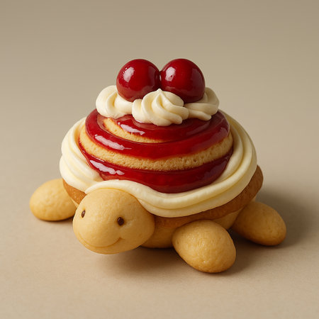 Turtle Cupcake with Cherries and Cream Frostingの素材