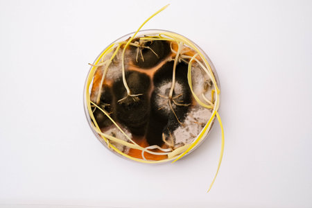 photo of fungi growth on agar media in petri dish