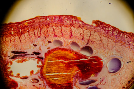 Leech cross section showing internal anatomical structures stainedの写真素材
