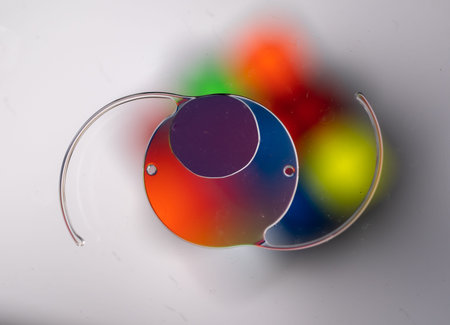 Colorful abstract image with a circular gradient and blurred background.