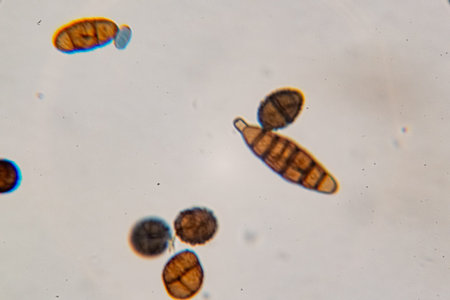 Dematiaceous Fungal Spores Exhibiting Transverse and Longitudinal Septation, Likely of the Genus...