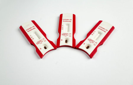 macro photo of covid-19 antibody test kit