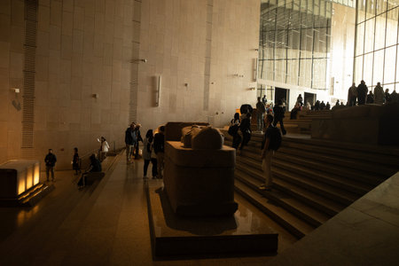 Cairo, Egypt- February 01, 2026: Tourists Exploring Ancient Egyptian Artifacts in the Journey to...