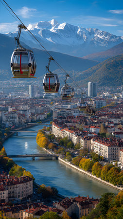 Panoramic view of Bern, Switzerland from the cable car.の素材
