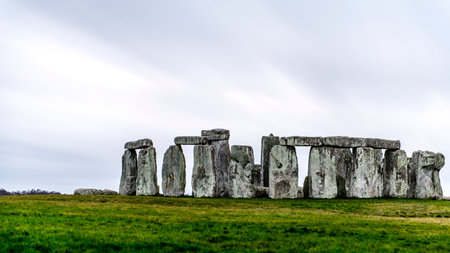 Stonehenge is a prehistoric monument located in Wiltshire, England.の写真素材