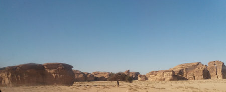 in the wadi rum desert of jordan  sand and mountainの写真素材