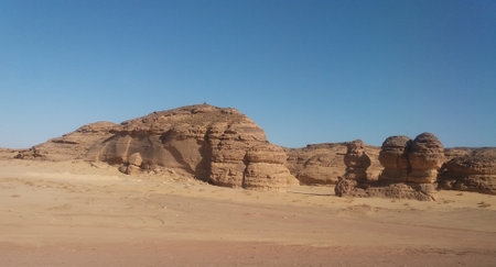 Landscape of the Wadi Rum desert in Jordan, Middle Eastの写真素材