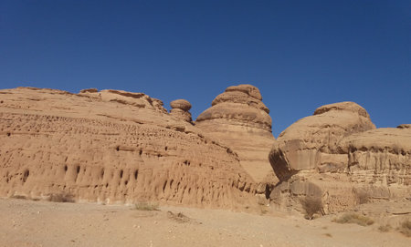 landscape in the wadi rum desert in jordan the beautiful wonder of the worldの写真素材
