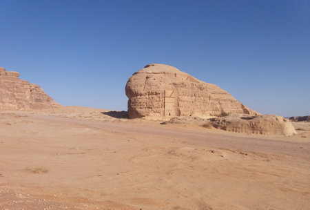 The pyramids of Abu Simbel in the desert of Egypt.の写真素材