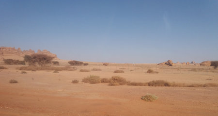 Panoramic view of the Wadi Rum desert in Jordan.の写真素材
