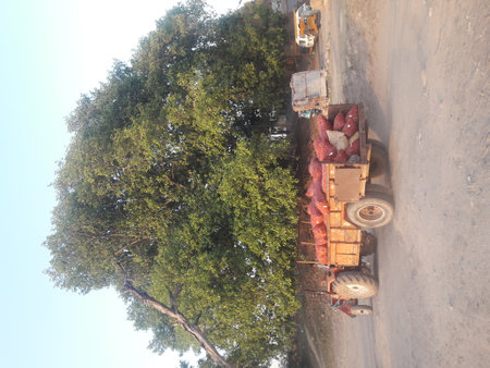 Truck with boxes on the road in the city, Thailand.の写真素材