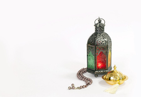 lantern, rosary and incenseの写真素材